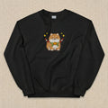 Cute Dog Embroidered Sweatshirt – Lucky Puppy Charm Illustration, Crewneck Style