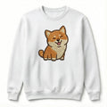 Cute Dog Embroidered Sweatshirt – Smiling Puppy Illustration, Crewneck Style
