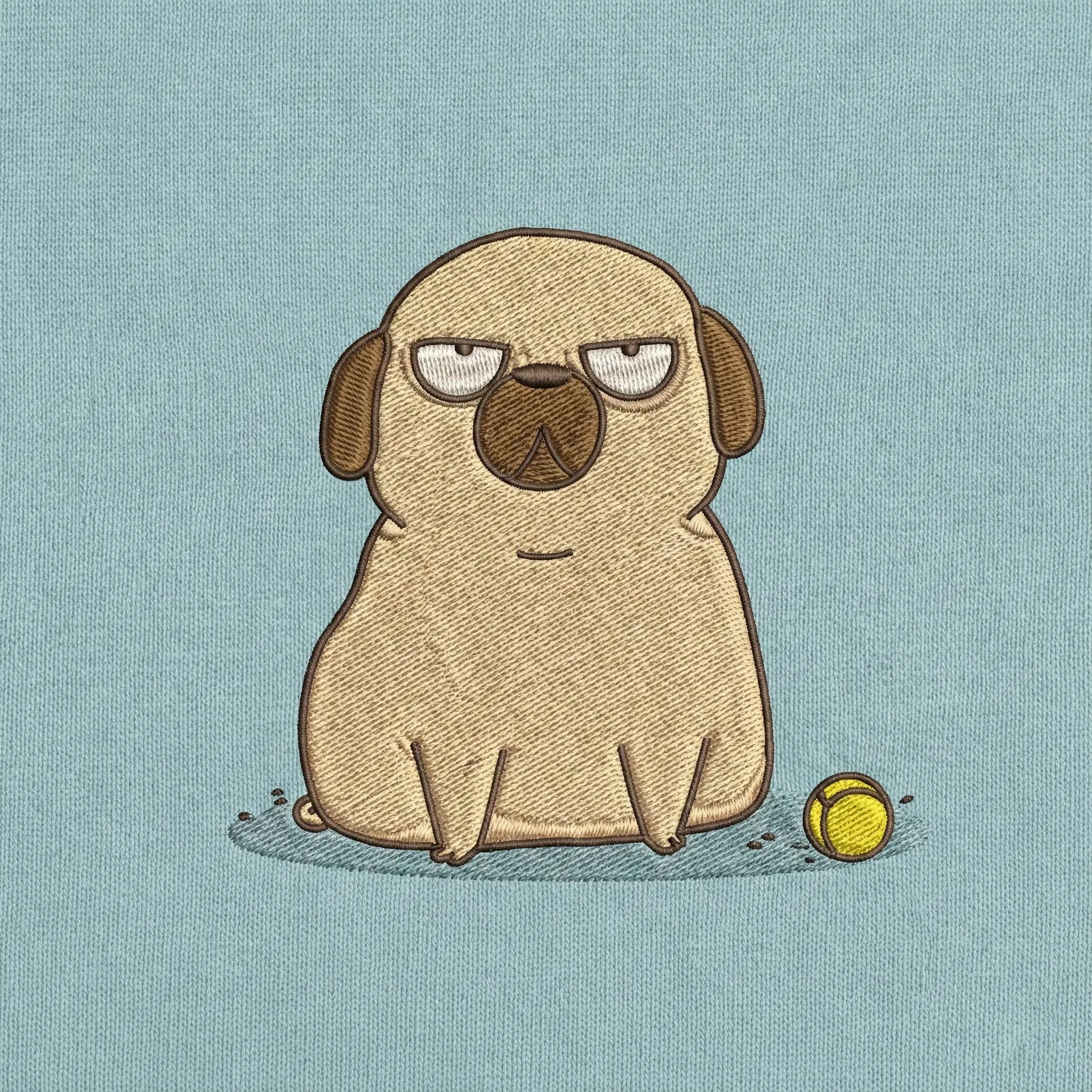 Funny Dog Embroidered Sweatshirt – Cute Grumpy Puppy Design, Clean White Crewneck