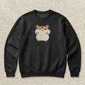Cute Hamster Embroidered Sweatshirt – Minimal Animal Design, Cozy Black Crewneck