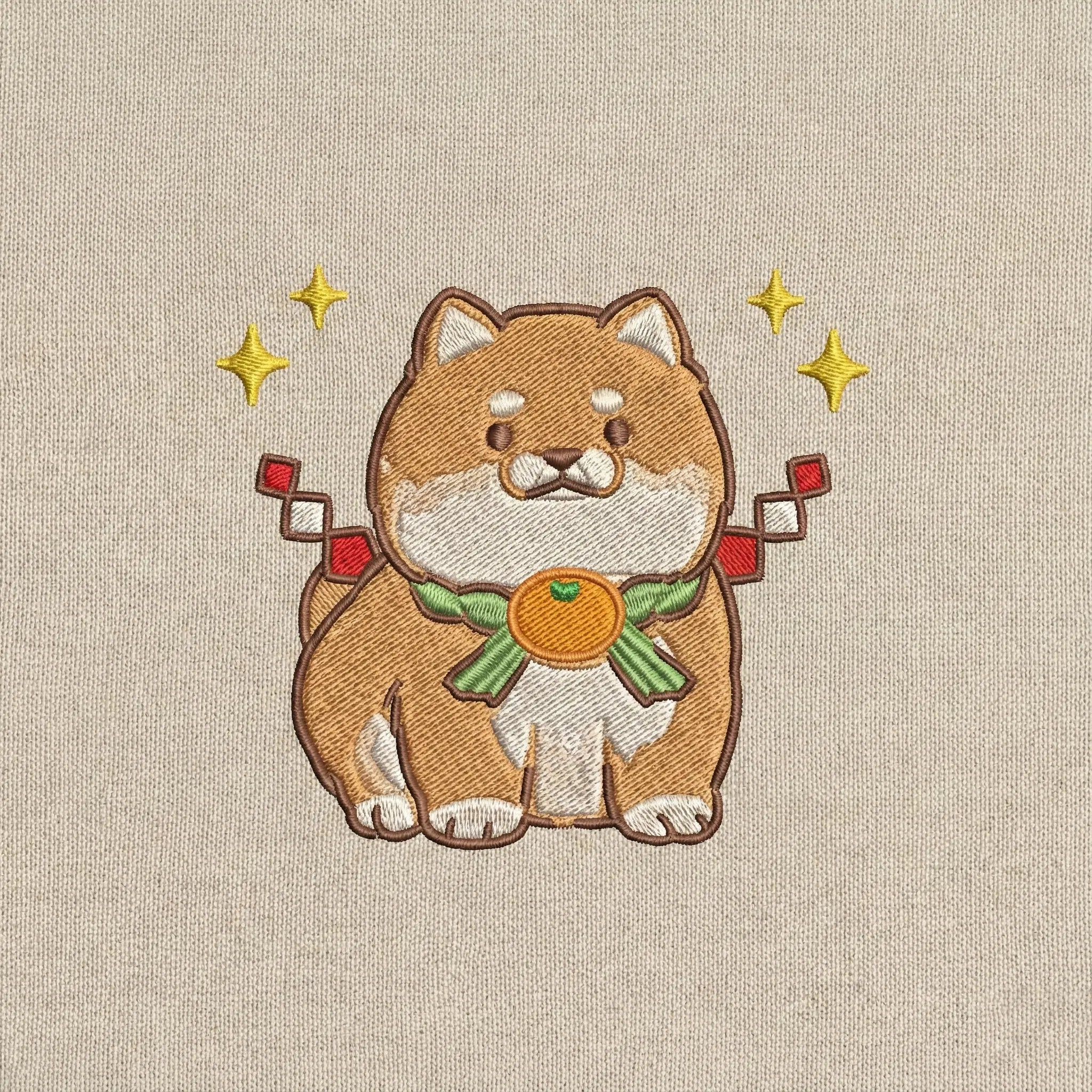 Cute Dog Embroidered Sweatshirt – Lucky Puppy Charm Illustration, Crewneck Style