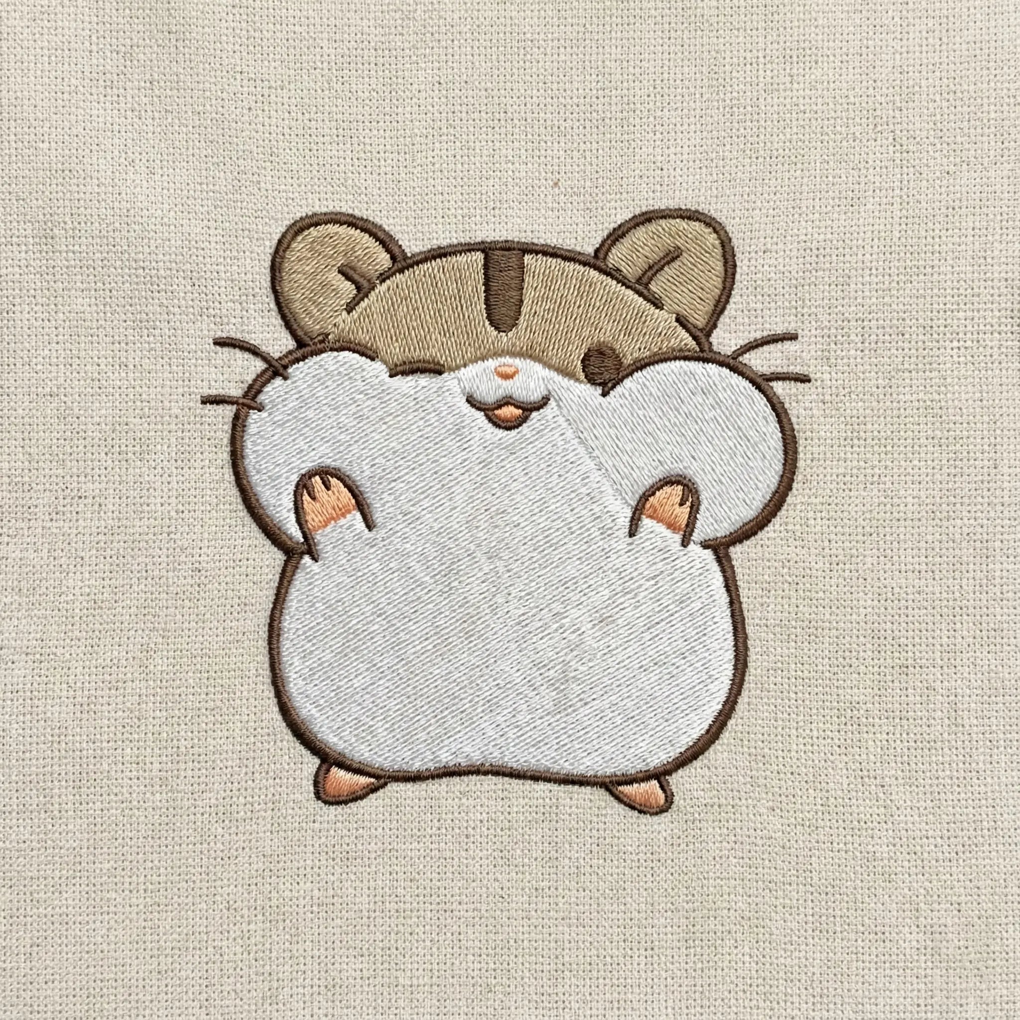 Cute Hamster Embroidered Sweatshirt – Minimal Animal Design, Cozy Black Crewneck